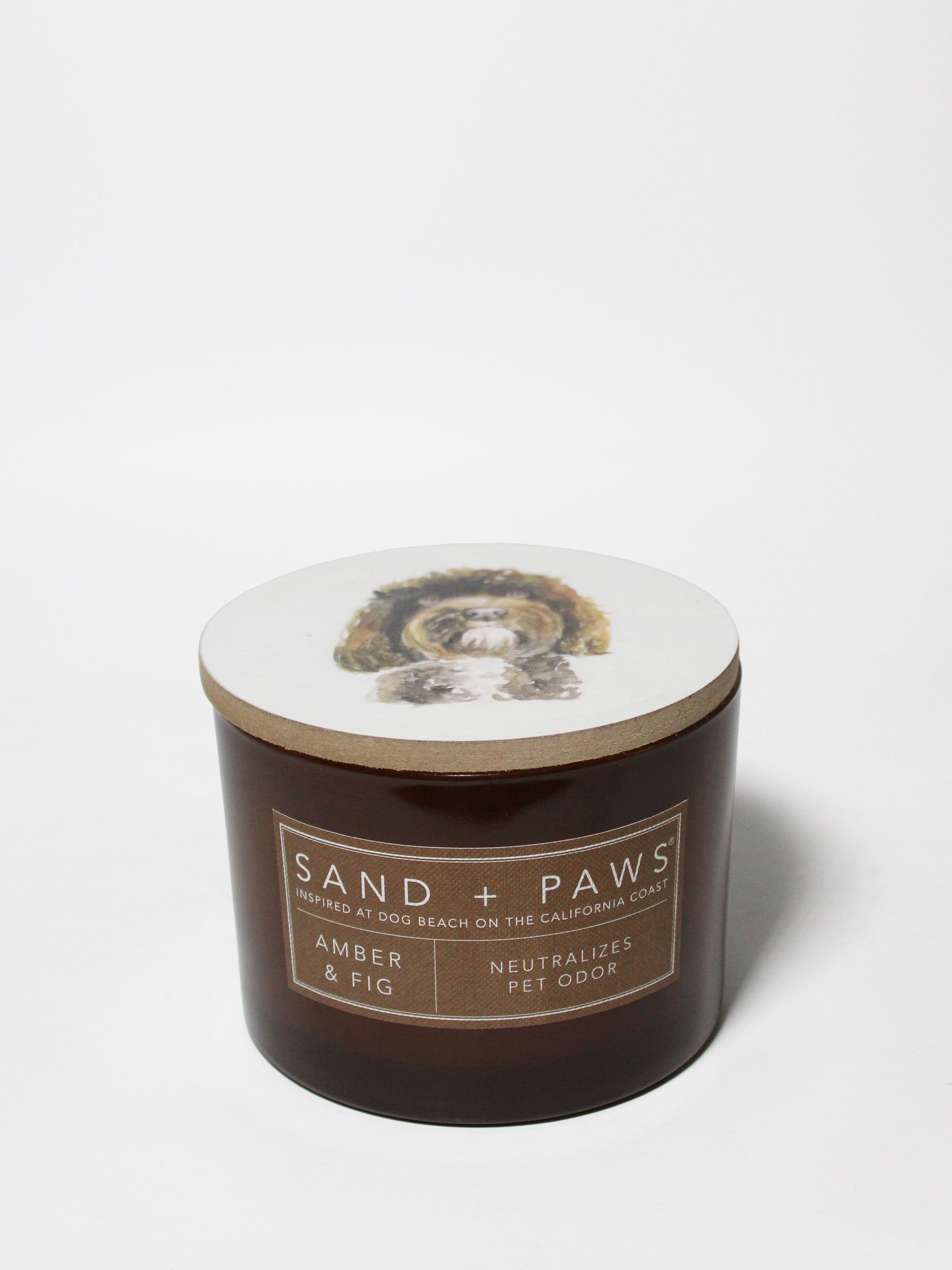 Sand + Paws Amber & Fig 12 oz scented candle - Signature Scent