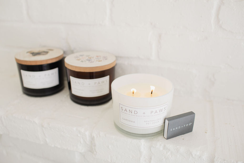 Sand + Paws Gardenia 12 oz scented candle - Signature Scent