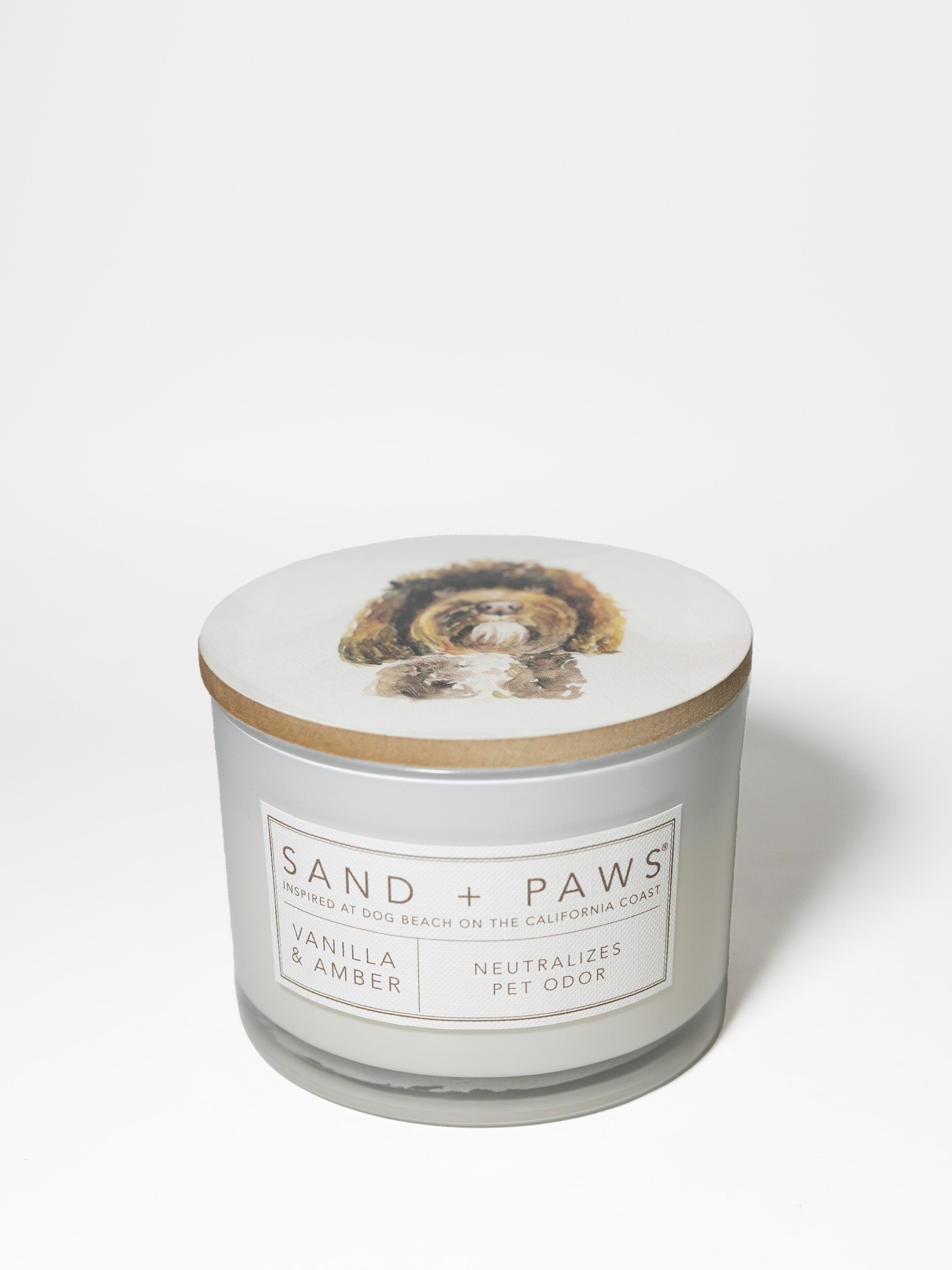 Sand + Paws Vanilla & Amber 12 oz scented candle - Signature Scent